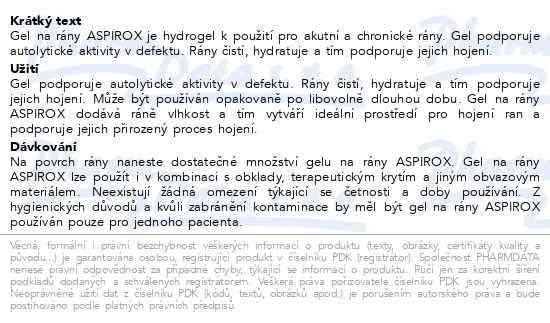 Aspirox Gel na rány 250 ml - popis