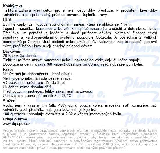 Dr.popov Kapky Bylinné Zdravá Krev-detox 50ml - popis