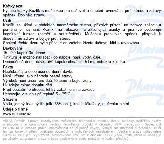 Dr.popov Kapky Bylinné Kozlík S Mučenkou 50ml - popis
