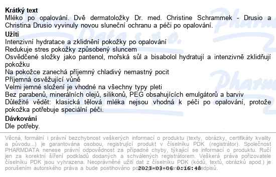 Dr. med. Christine Schrammek Body after sun 200 ml - popis