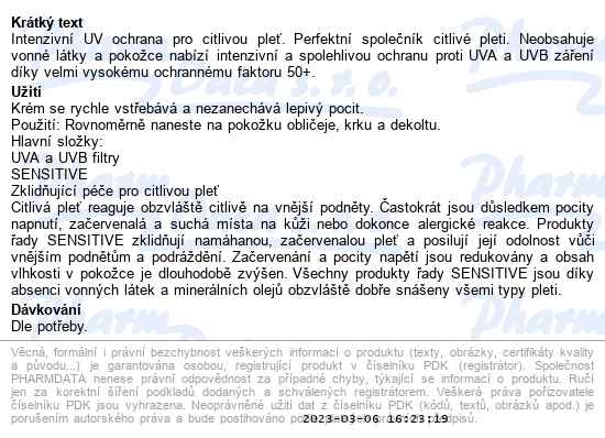 Dr. med. Christine Schrammek Sensiderm Sun cream SPF50+ 75 ml - popis