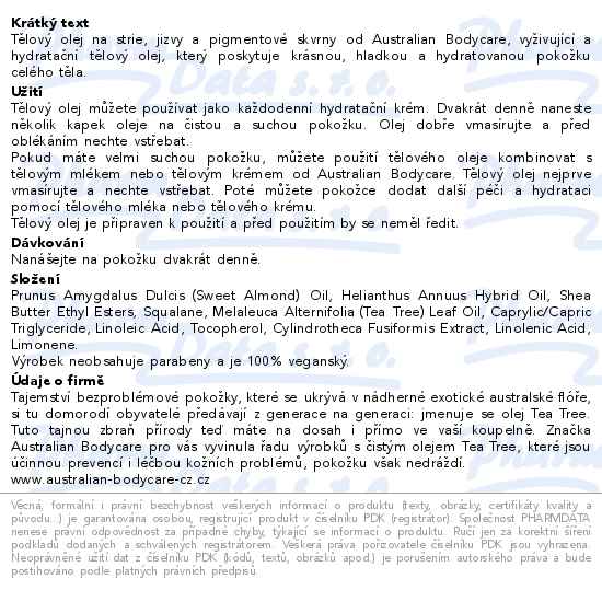 Australian Bodycare Body Oil Tělový olej na strie a celulitidu 80ml - popis