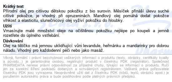 Leros Dětský Olej Na Tělíčko 100ml - popis