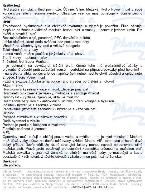 Dr. med. Christine Schrammek Men hydro power fluid 30 ml - popis