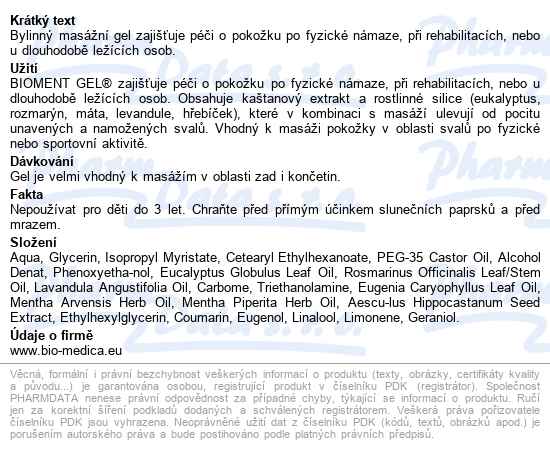 Bioment Gel 300ml - popis