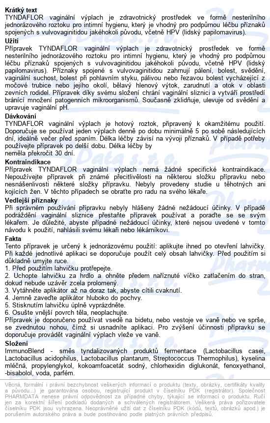 Tyndaflor Vaginální Výplach 5x140ml - popis