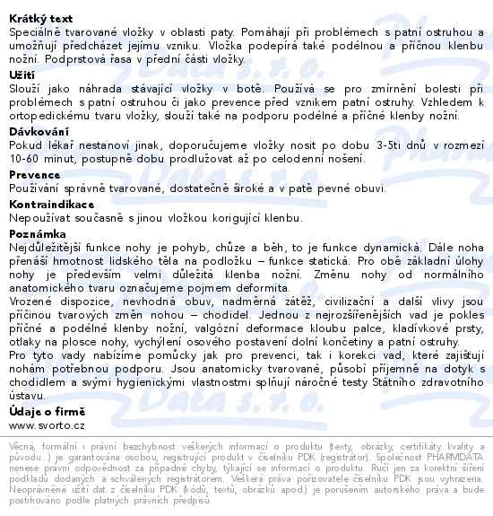 Vložky ortopedické pro patní ostruhu dámské 37 Svorto 053 - popis