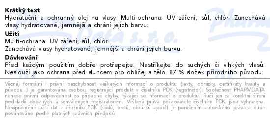 Nuxe Sun Hydratační A Ochranný Olej Na Vlasy 100ml - popis