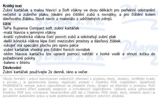 Tepe Supreme Compact Zubní Kartáček Blistr 392602 - popis