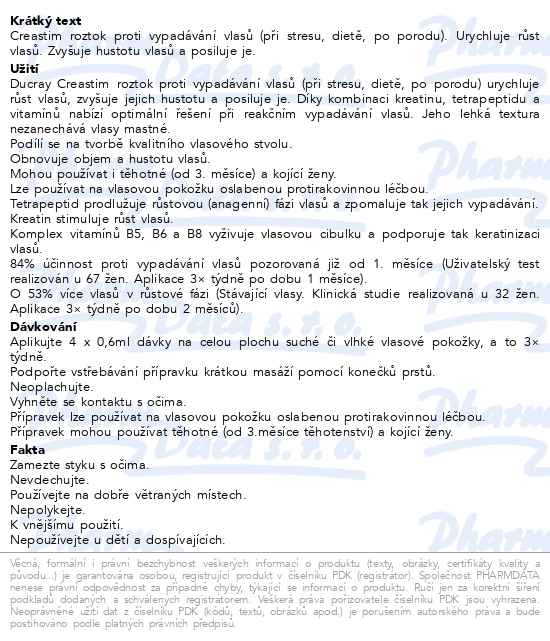 Ducray Creastim roztok proti vypadávání vlasů 60ml - popis