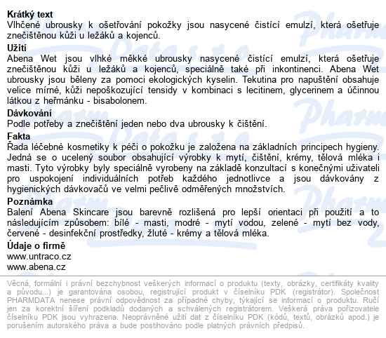 Abena Skincare Vlhčené Ubrousky Pro Intim.hyg.20ks - popis