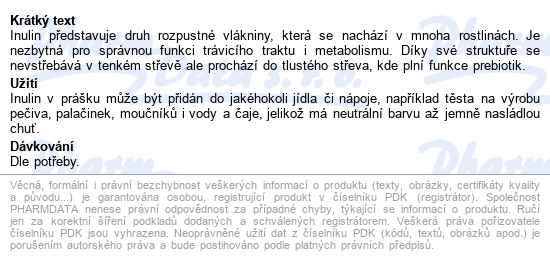Allnature Inulin Rozpustná Vláknina Bio 200g - popis