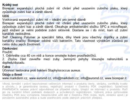 Biorepair Expandující Plochá Zubní Nit 25+5m - popis