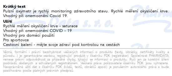 Wellion Pulzní oxymetr - popis