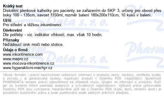 Kalhotky Absorpční Id Pants For Men Level 4 Large boky 100-135cm,1150ml,prodyšné,10ks - popis