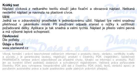 Náplast Cívka Netkaná/papírová 2.5cmx5m Steriwund - popis