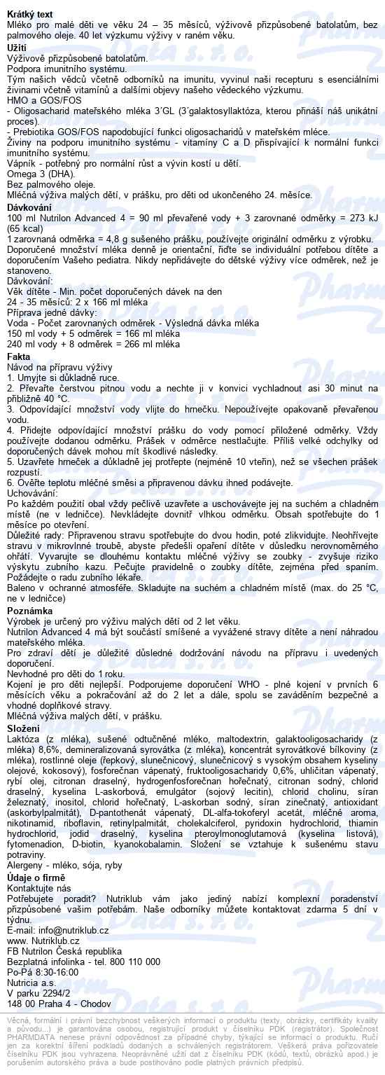 Nutrilon Advanced 4 2x500g - popis