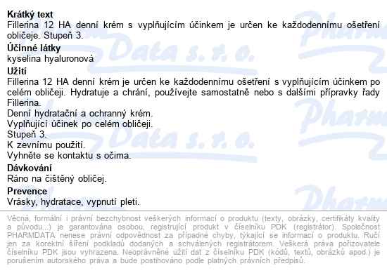 Fillerina 12ha Denní Krém Proti Vrásk.(st.3) 50ml - popis