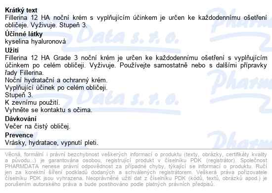 Fillerina 12ha Noční Krém Proti Vrásk.(st.3) 50ml - popis
