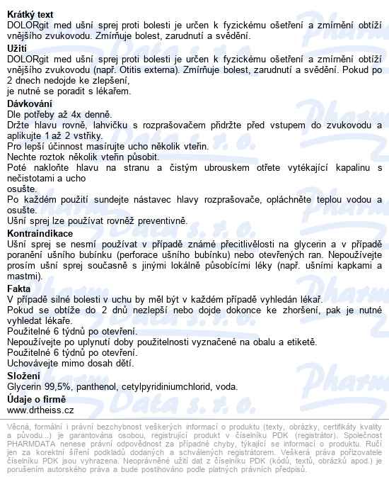 Dolorgit Med Ušní Sprej Proti Bolesti 20ml - popis