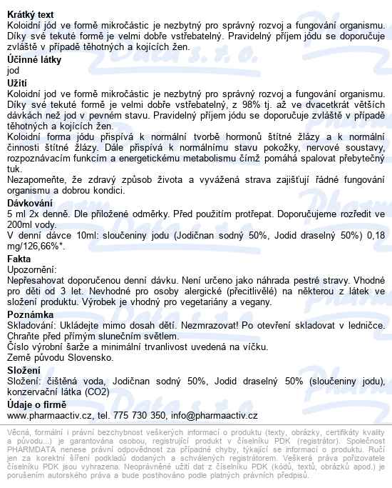 Jód Extra Tekutý 500ml - popis