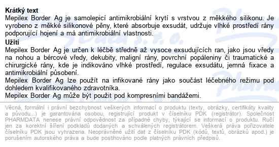 Mepilex Border Ag 10x10 cm, 5 ks, antimikrobiální pěnové samolepící - popis