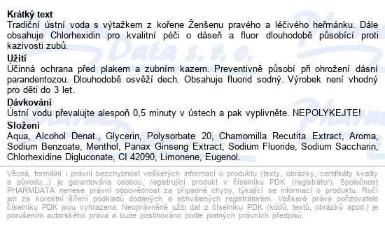 Carlotherm ženšen ústní Voda 500ml - popis