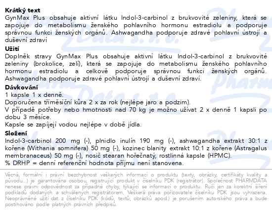 Natural Medicaments Gynmax Plus 90 kapslí - popis