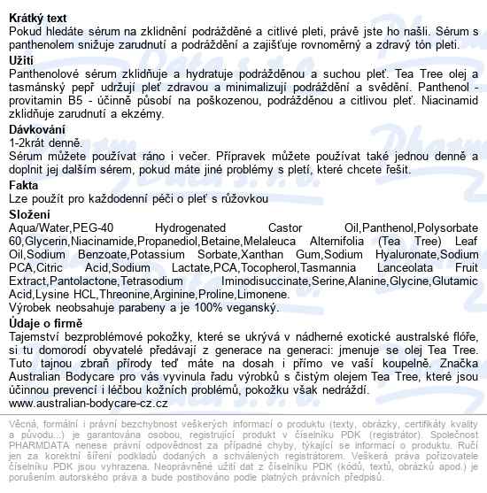 Australian Bodycare Panthenol Serum 30ml - popis