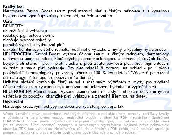Neutrogena Retinol Boost Sérum 30ml - popis
