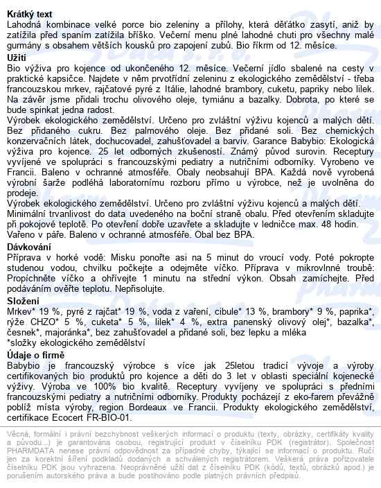 Babybio Ratatouille po provensálsku s rýží 2x200 g - popis