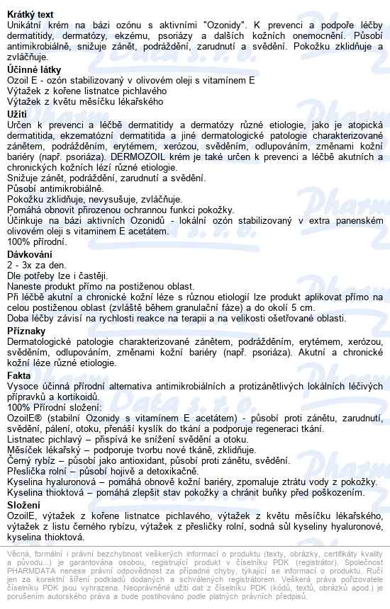 Dermozoil Krém Na Dermatitidy 100ml - popis