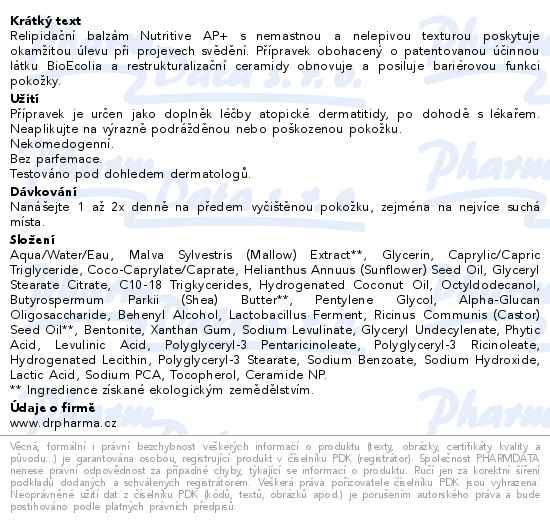 Jonzac Nutritive Intenzivní relipidační balzám BIO 400ml - popis