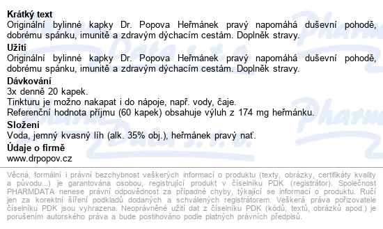 Dr.popov Kapky Bylinné Heřmánek Pravý 50ml - popis