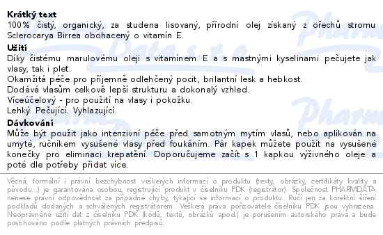 Tomas Arsov Marulový olej s vitamínem E 50 ml - popis