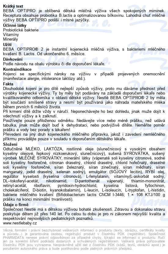 Beba Optipro 2 500g - popis