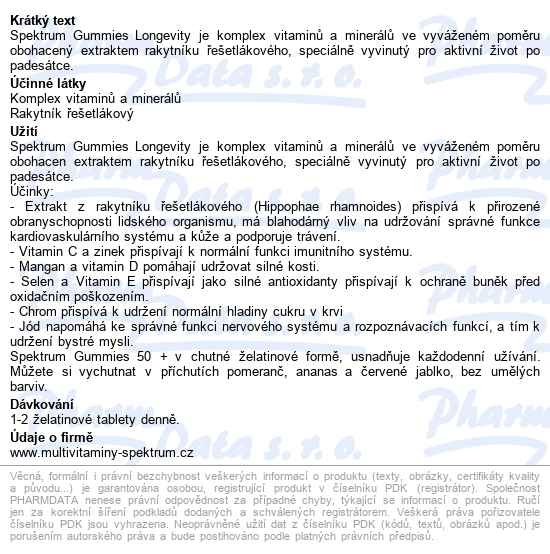 Walmark Spektrum Gummies Longevity s rakytníkem 90+30 tablet zdarma - popis