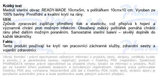 Medrull Sterilní obvaz 10cmx5m S Polštářkem 10x10cm - popis