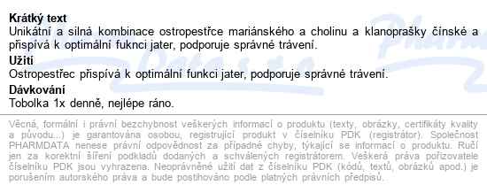 Labe Pharm Ostropestřec Extra S Cholinem Tobolek 60+30 - popis