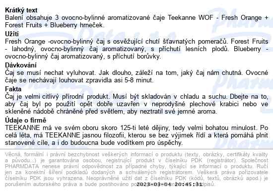 Teekanne Premium Fruit teas 3x20 sáčků Dárkové balení s hrnkem - popis