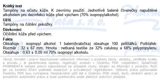 Softa Swabs Tampóny Na Očistu Kůže 100ks - popis