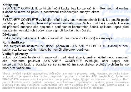 Systane Complete Bez Konzervačních Látek 10ml - popis