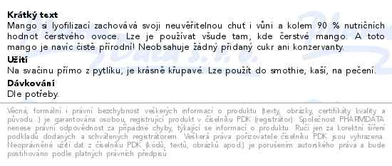 Mango sušené mrazem 20g Wolfberry - popis