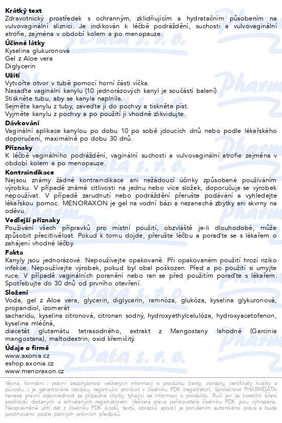 Menoraxon Vaginální gel 30 ml - popis