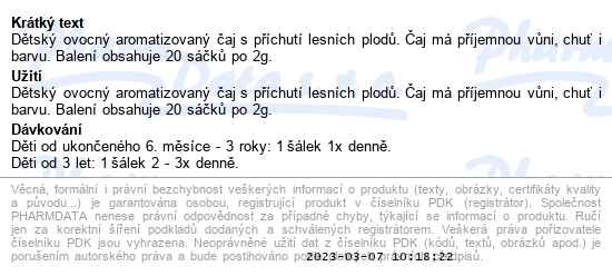 Megafyt Dětský čaj Lesní Plody 20x2g - popis