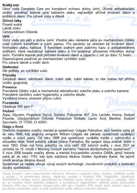 Meridol Complete care ústní voda 400 ml - popis