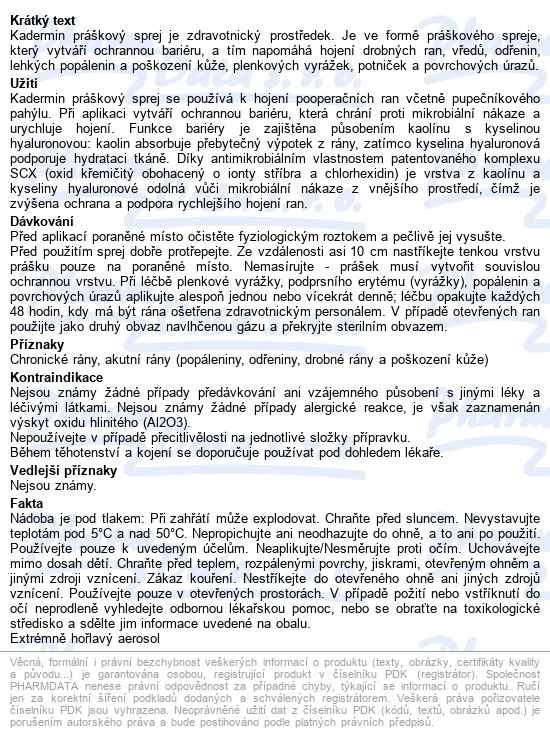 Kadermin sprej 125 ml - popis