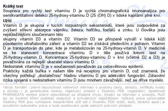 Vitamin Station Rychlotest Hladina Vitamínu D - popis