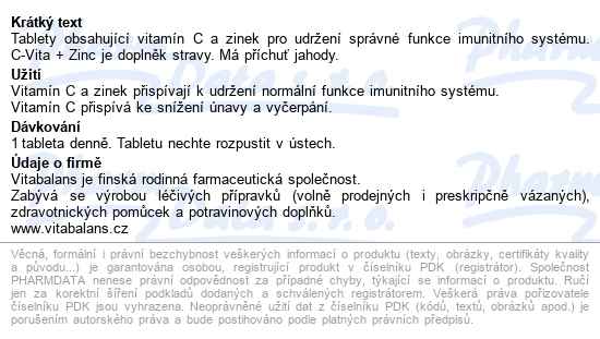 Vita-c 500mg + zinok 150 tablet - popis