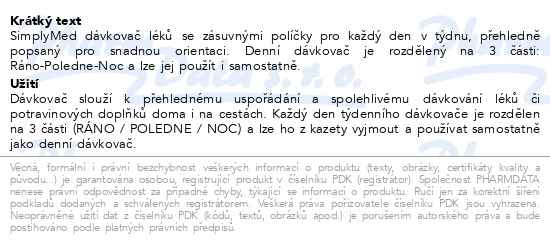 Simplymed Týdenní dávkovač léků Horizont - popis